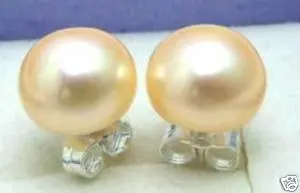 

SALE Big 9-10mm Natural Pink color Flat Freshwater Pearl Earring and Stering Silver 925 stud! -ear217
