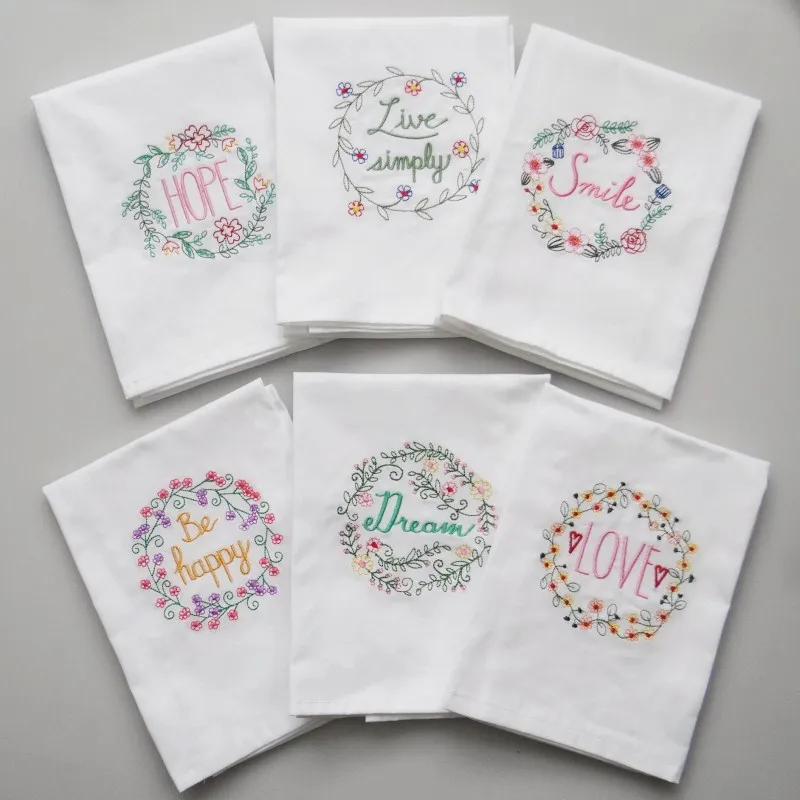 4 Pieces/lot 45*70cm Super-Absorbent Embroidery Cotton Table Napkin Glass Towel &amp Wedding Serviette Kitchen Use Handkerchief | Дом и сад