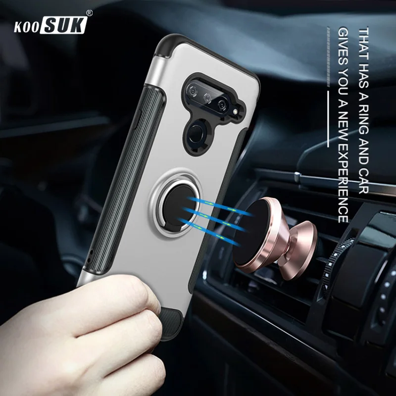Чехол для LG V40 чехол ThinQ Броня с полной защитой кольцо магнитный держатель задняя