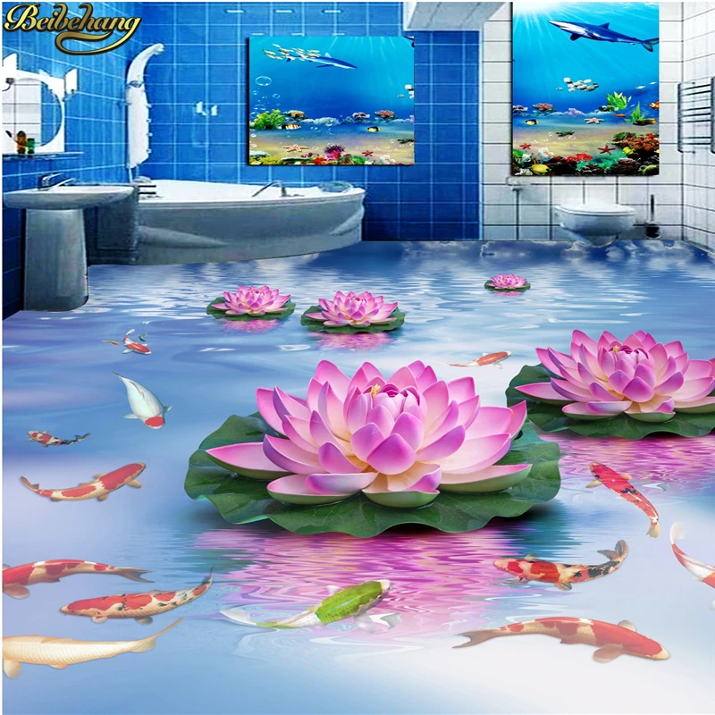 beibehang Custom Photo Wallpaper Floor Paintings Unique Lotus Water Purple Washroom Bathroom Bedroom 3D Floor beibehang Custom Photo Wallpaper Floor Paintings Unique Lotus Water Purple Washroom Bathroom Bedroom 3D Floor