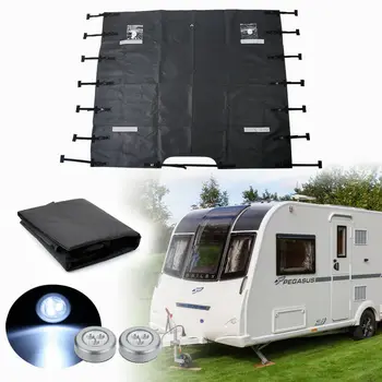 

1pcs Caravan Front Towing Cover Bag Protector Universal LED Light Black RV Camper Front Towing Cover