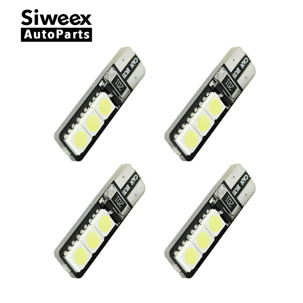 4X T10 194 168 W5W Автомобильный светодиодный светильник 6 SMD 5050 с боковой клиновидной панелью светильник Canbus без ошибок белый теплый белый DC 12V