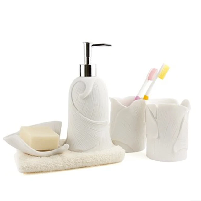 Sandstone personality bathroom set 4 pieces unique ceramic bath set bath accessories green and