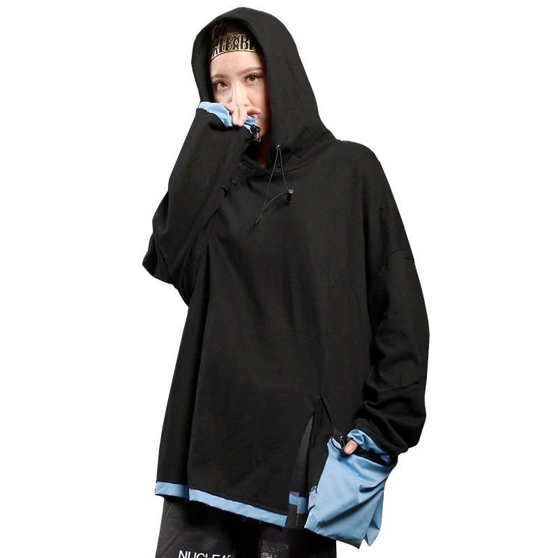 

Fashion Chic Pocket Design Long Hoodies Women Clothes 2019 New Streetwear Punk Style Womens Spring Oversized Hoodie Tide