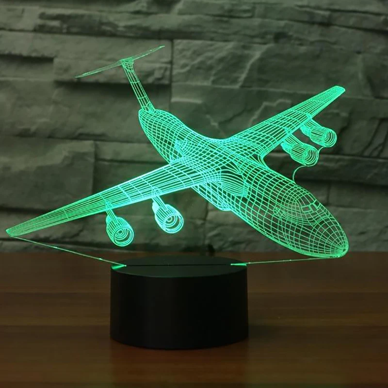 Самолет 3D Ночной светильник светодиодный 7 цветов меняющийся Воздушный самолет настольная лампа USB для сна светильник ing прикроватный Декор для спальни рождественские подарки для детей