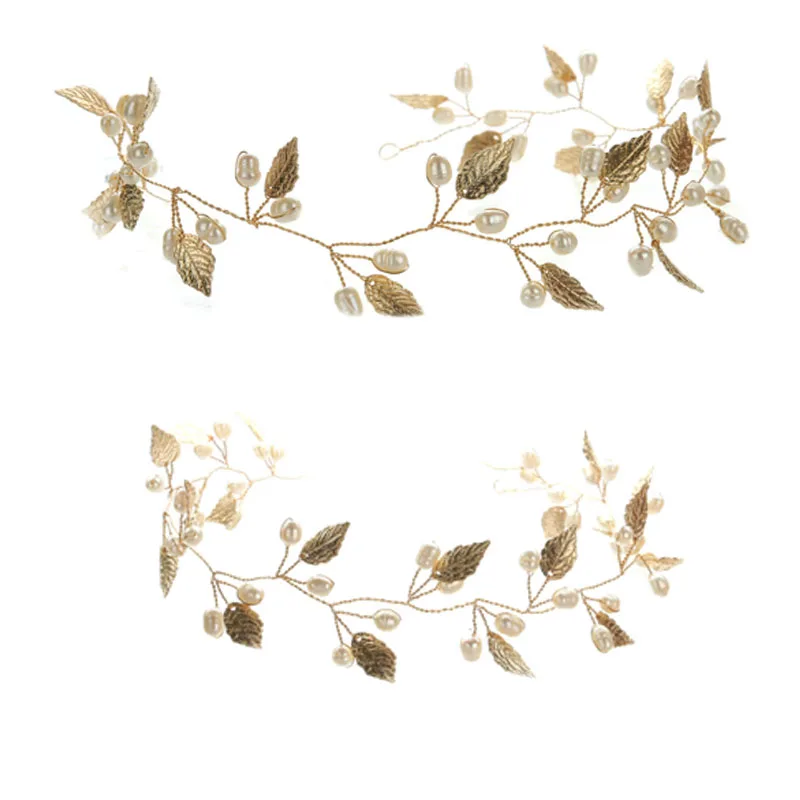 Luxury Brand Hair Jewelry For Bride Crystal Pearl Delicate Metal Leaf Wedding Tiaras Korean Headdress Headband Hair Accessories - Image 6