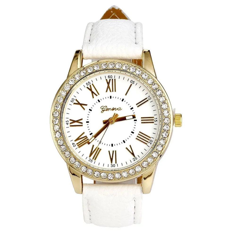 

OTOKY Geneva Fashion Retro Faux Leather Quartz Rhinestone Womens Wrist Watch Lady Elegant Simple Bracelet Watches MAY17 D33