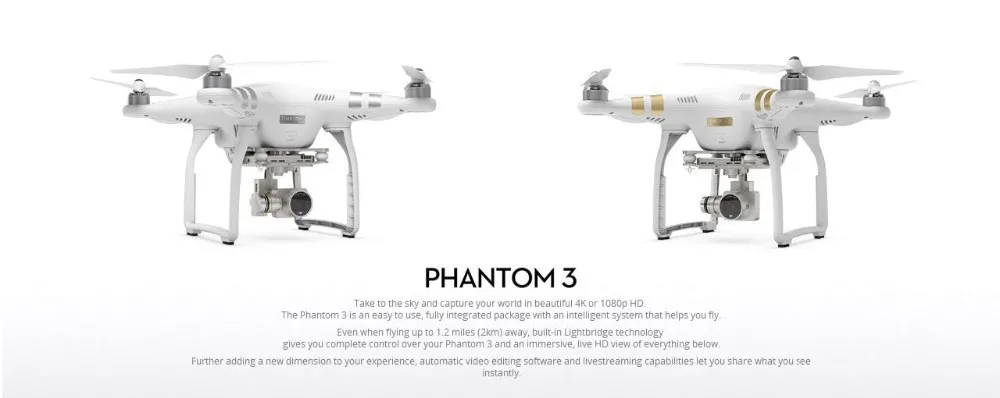 DJI Phantom 3 Professional Advance Standard Drone RTF GPS System With 4K HD Camera FPV Drones Phantom 3 RC Helicopter