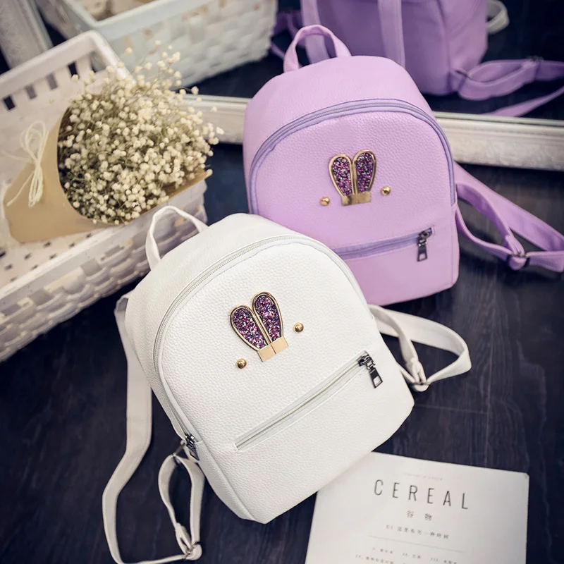 free shipping fashion 2017 new summer Backpack Bag ear female Korean Pu school bag ladies fashion