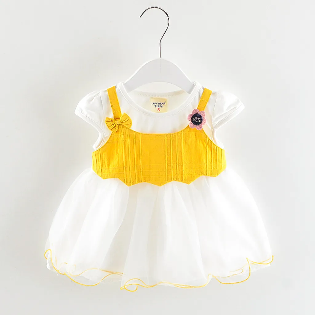 Infant Kid baby girl summer clothes for baby girl dress Cartoon Pure Color Tulle Ruffle Dress one birthday dress