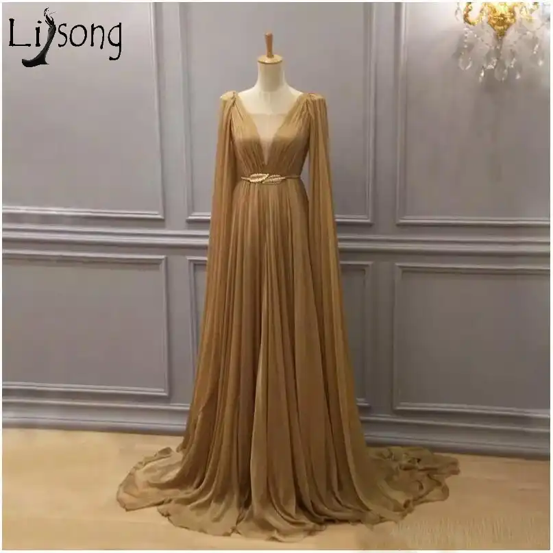 caped evening gowns