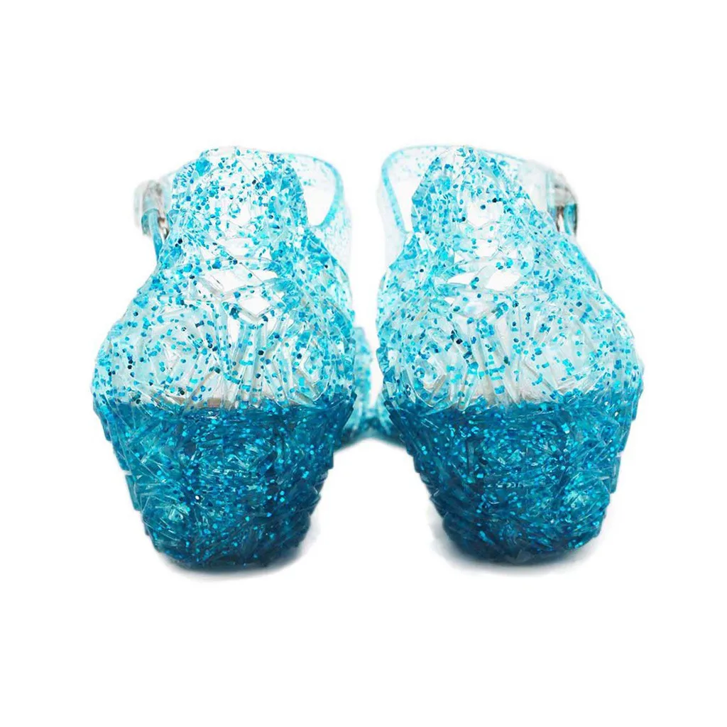 Сандалии для девочек на танкетке; вечерние туфли для костюмированной вечеринки; обувь для принцессы сандалии; 5 цветов; матовые стильные прозрачные женские босоножки из пвх; модная обувь;# g7 - Цвет: Синий