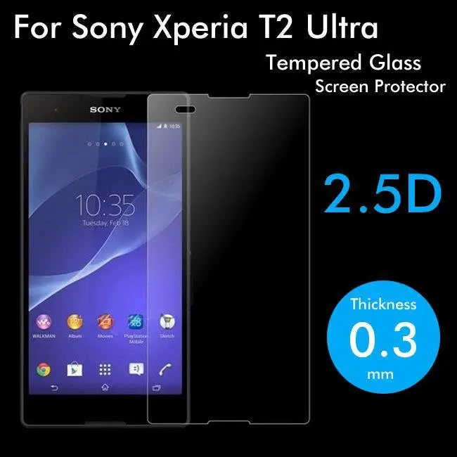 

2.5D For Sony Xperia T2 Ultra Tempered Glass Original Protective Film Explosion-proof Screen Protector for XM50h XM50T