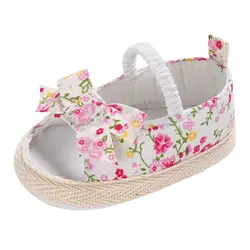 Новый летний Повседневное детская обувь для девочек хлопок дышащая ткань Цветочный принт малыш первые ходоки Prewalkers ребенка кроватки Bebe