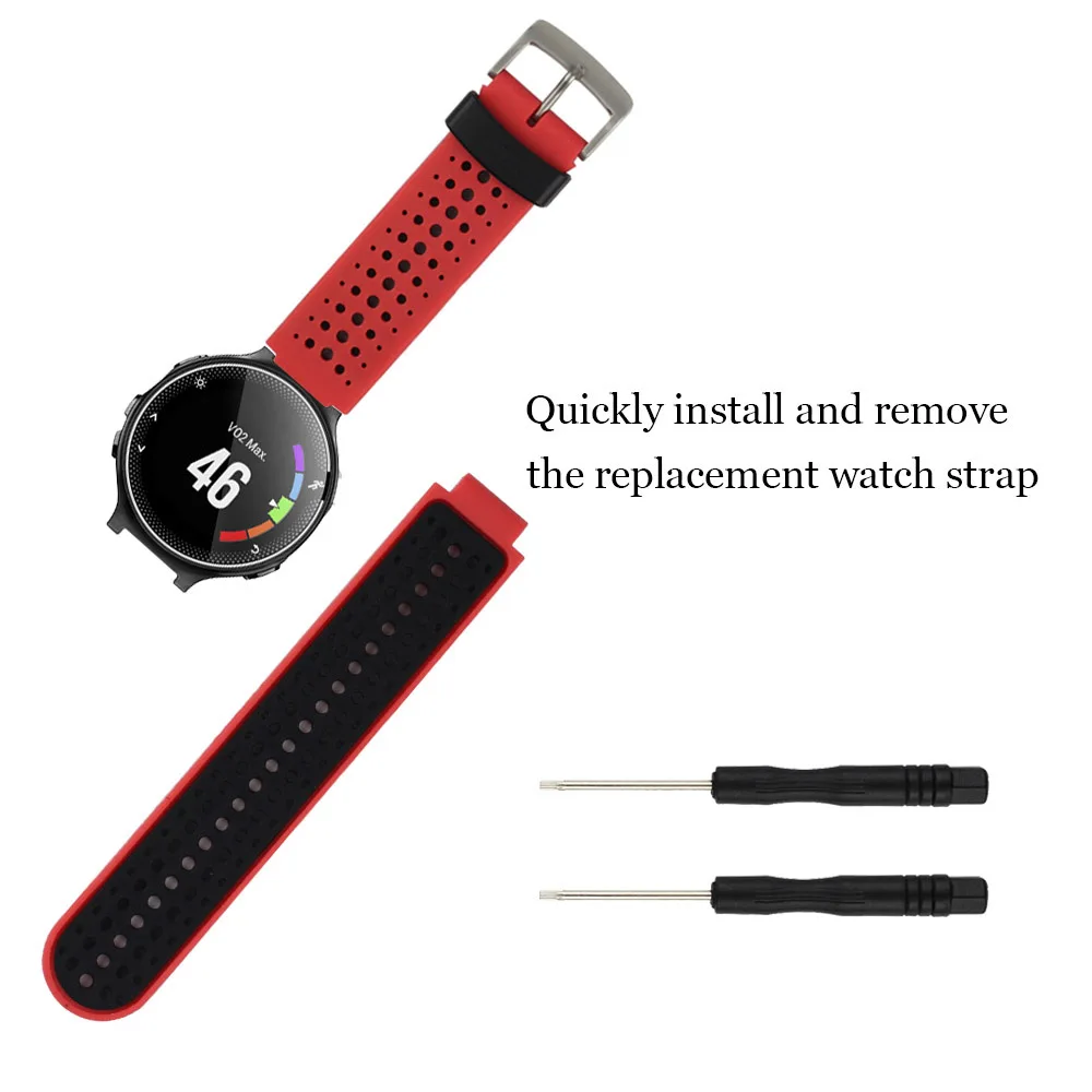 Replacement Silicone Watch Strap Watchbands for Garmin Forerunner 220 235 630 230 620 735XT Smartwatch Band Red with Black (3)