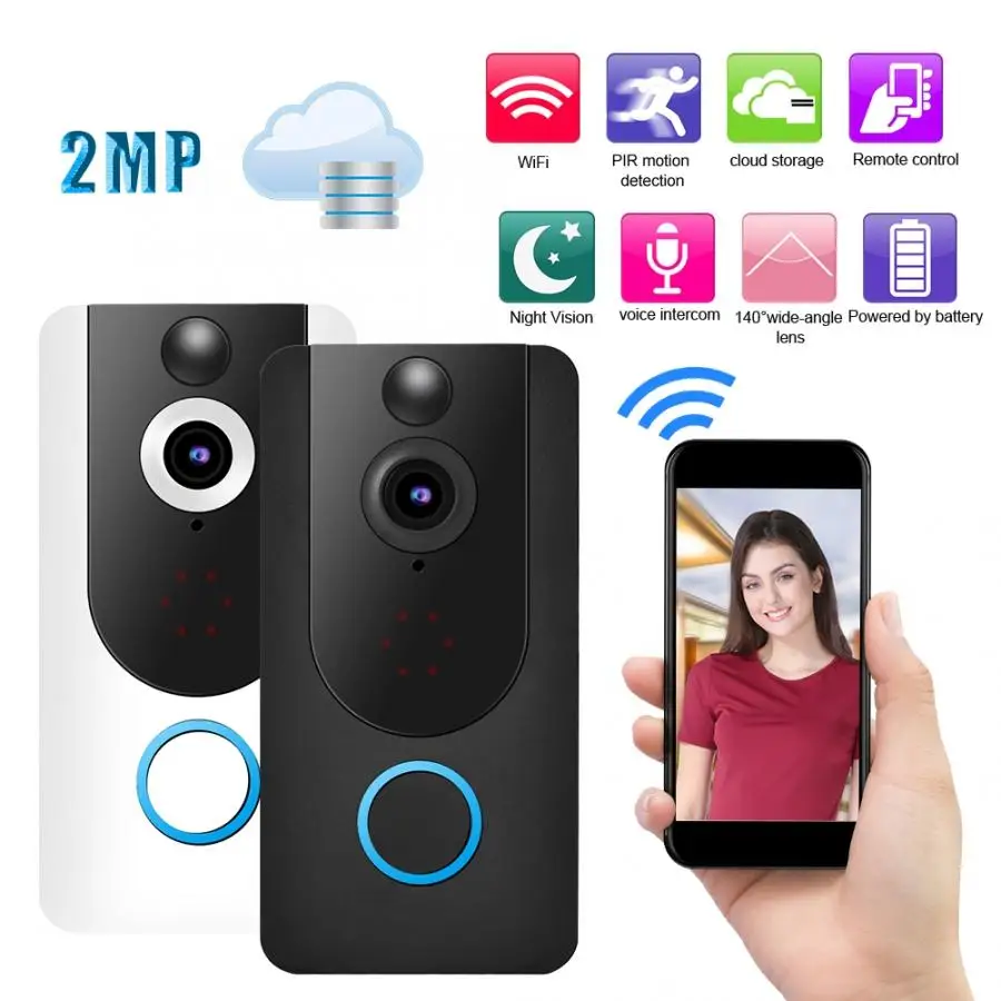 

1080P 2MP HD Wireless WIFI Smart Video Doorbell PIR Security Camera No Battery