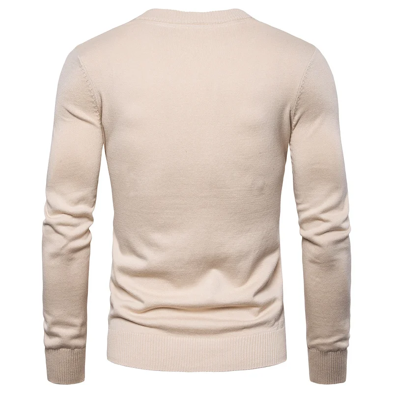 2019 Autumn Winter Brand Quality 100% Cotton Mens Sweaters V Neck Pullovers Men Solid Embroidery Sweater Men