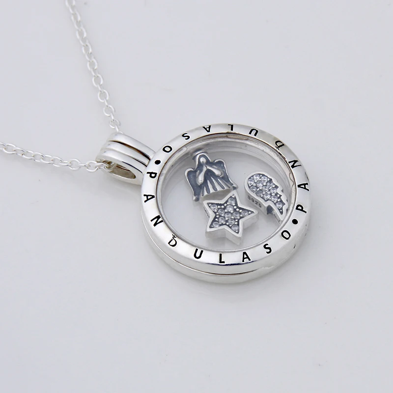 

Pandulaso Prayer Angel Petites Floating Locket Necklace & Pendant for women DIY necklace 925 sterling silver jewelry chain
