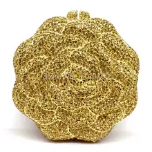 Дерингер полный алмазов Для женщин золото/серебро цветок сумка Crystal ручной работы для выпускного Вечерние сумки роскошный клатч мешок партии цепи Сумки Q10