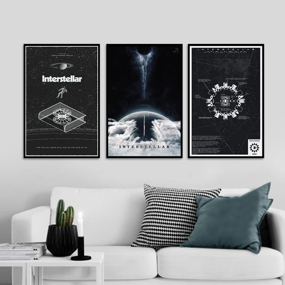 

Nolan Sci-Fi Movie Interstellar Futurism Classic Triptych Canvas Paintings Vintage Wall Posters Stickers Home Decor Gift