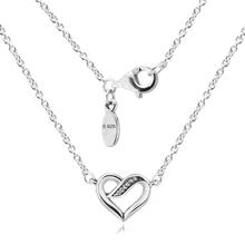 Ленты Любви Подвески цепочки и ожерелья с прозрачными фианитами стерлингового серебра ювелирные изделия