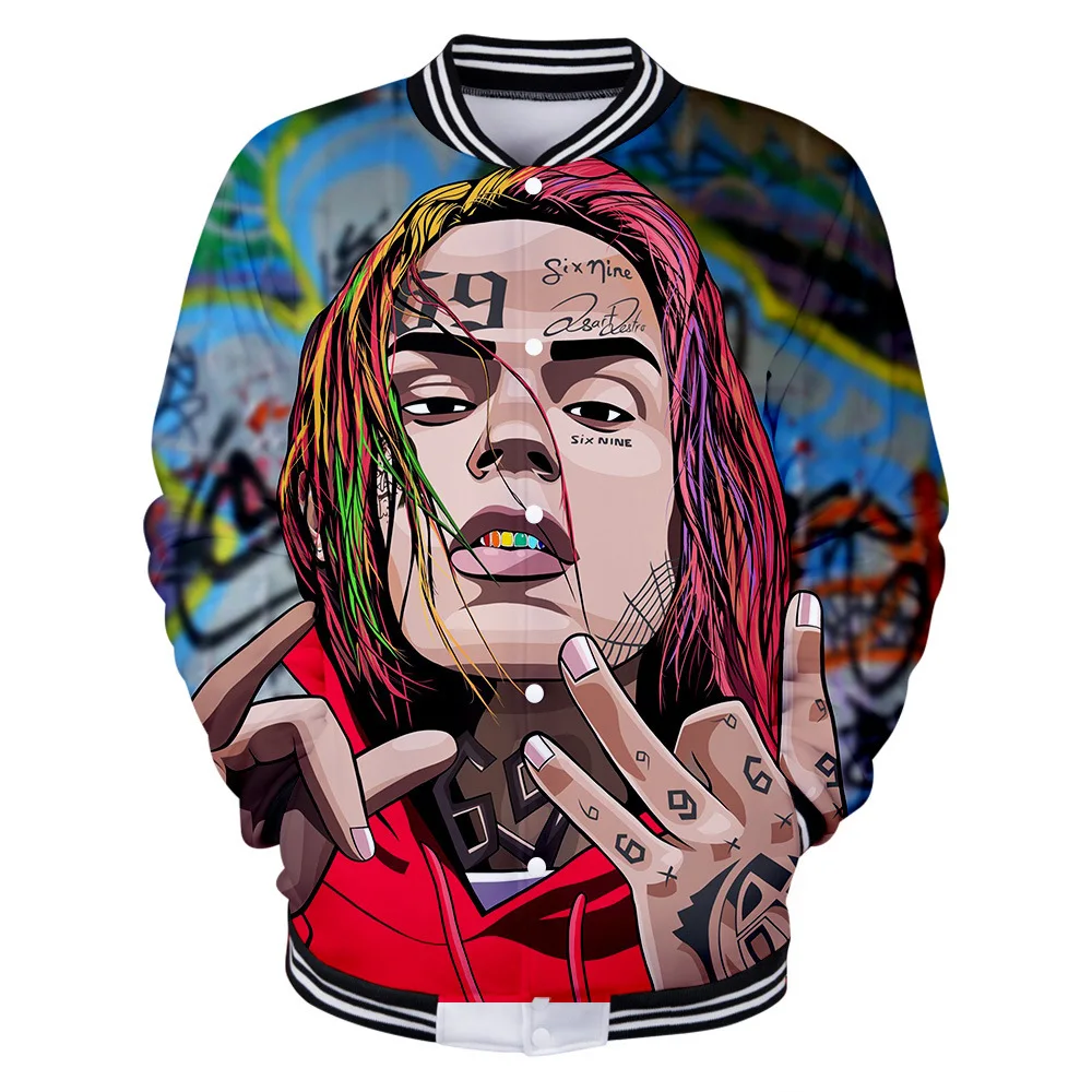 Мужская и Женская куртка Rapper Tekashi 69 6ix9ine 3D бейсбольная форменная толстовки в стиле