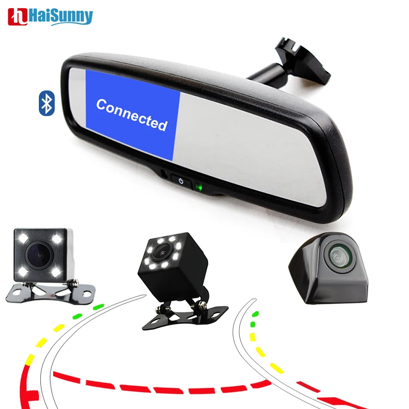 

HaiSunny Bluetooth Rearview Mirror Monitor For Hyundai Honda Toyota With Dynamic Trajectory Rear View Vehicle Reverse Camera