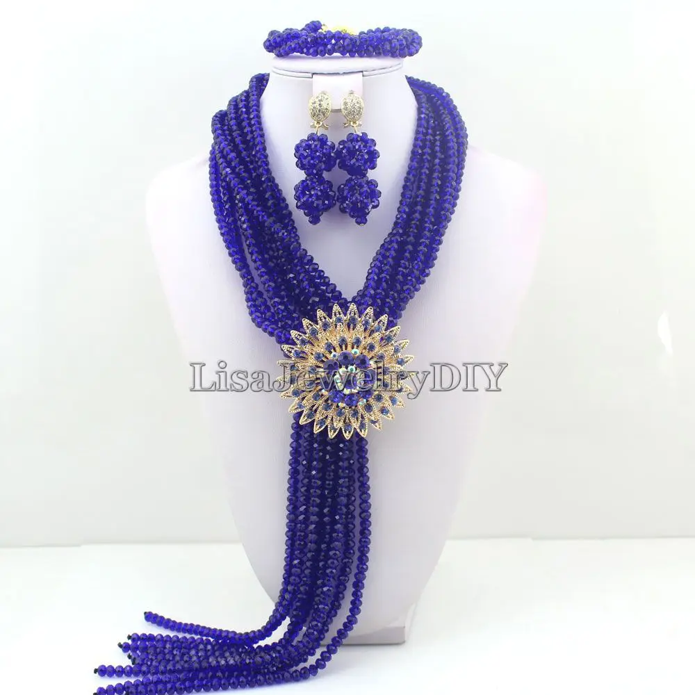 

Hot Nigerian Wedding Custume Bridal Necklace Jewelry Sets African Beads Jewelry Sets HD3586