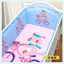 Акция! 5 шт. кроватки Постельное белье Горячая детские вышитые люкс из Пеленальные принадлежности набор, включают(4 бамперы+ лист