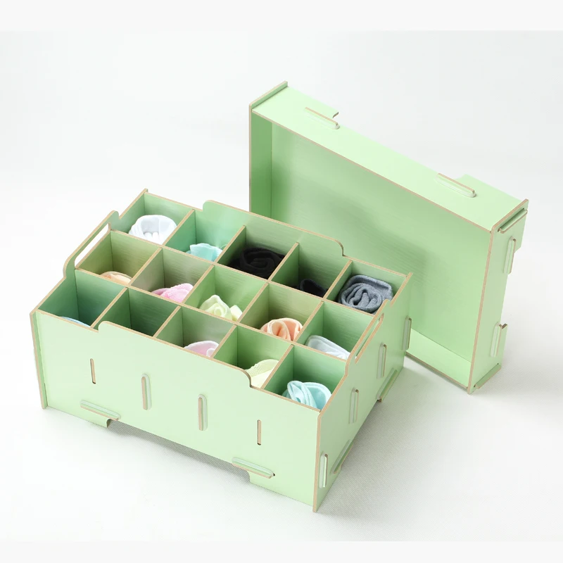 ONEUP коробка для хранения DIY деревянный контейнер разделитель ящика с крышкой Шкаф Коробки для галстуков Носки Бюстгальтер Нижнее белье Органайзер