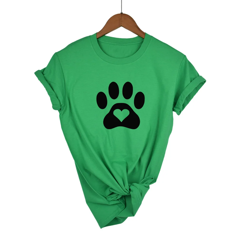 Новинка 2019 женская футболка с принтом love heart cat paw хлопковая Повседневная забавная
