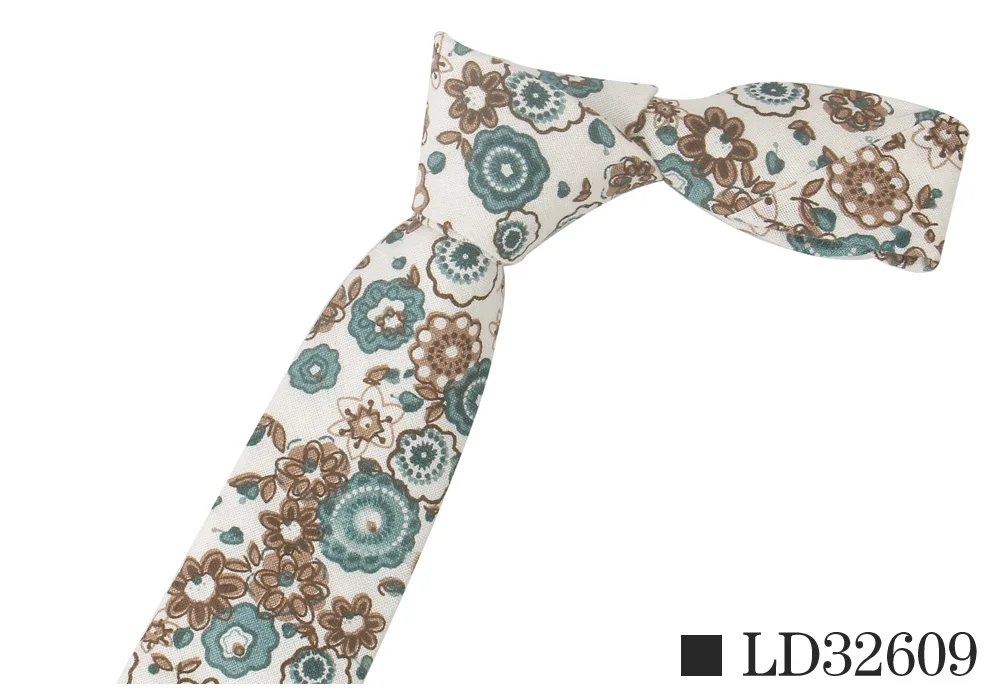 Галстук с цветочным принтом для мужчин, повседневные мужские галстуки, модные хлопковые мужские галстуки для свадьбы, галстук для делового костюма - Цвет: LD32609