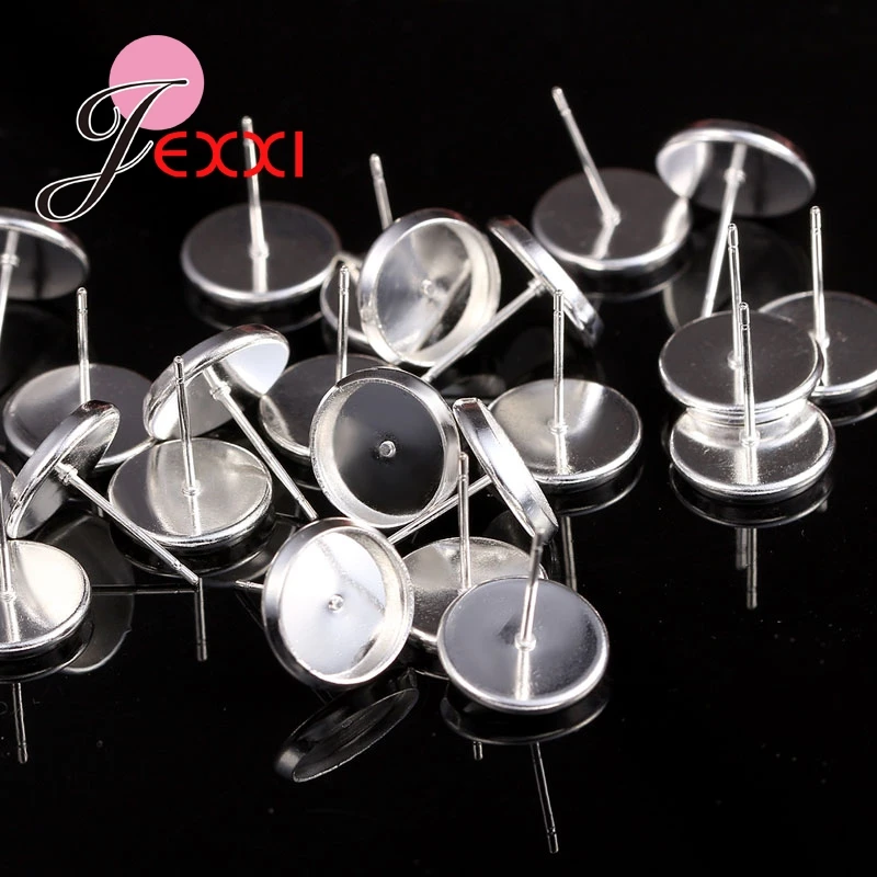 

50pcs Real 925 Sterling Silver Stud Earring Components Pins Needles DIY Ear Findings Wholesale Low Price Free Shipping