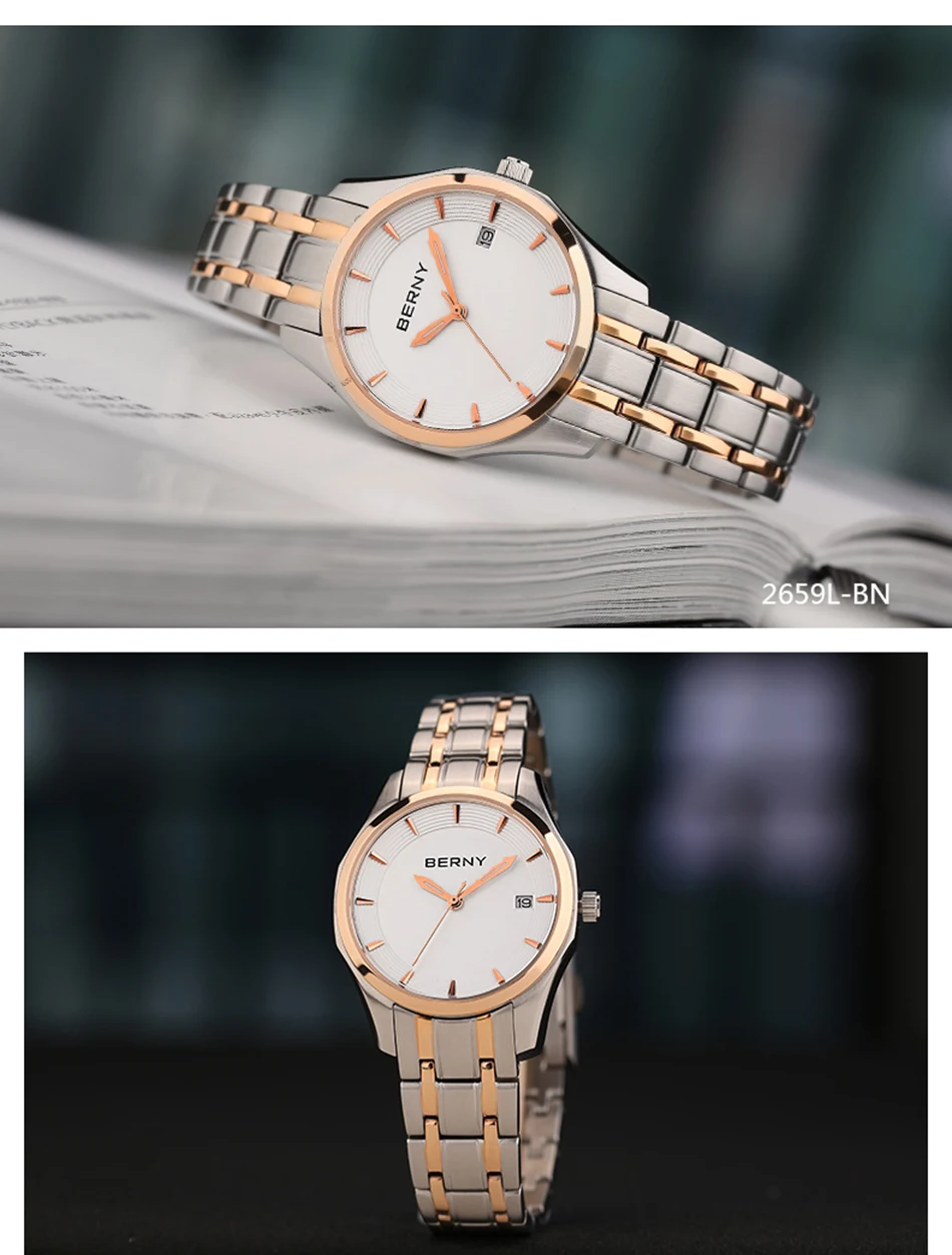 Berny женские часы женские кварцевые часы модный топ бренд класса люкс Relogio Saat Montre Horloge Feminino Bayan Femme японский механизм