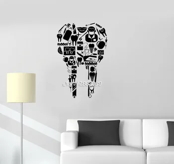 

Tooth Dentist Tools Dentistry Wall Stickers Waterproof Vinyl Wall Decor Art Decals Dental Clinic Sticker Creative Murals SA172