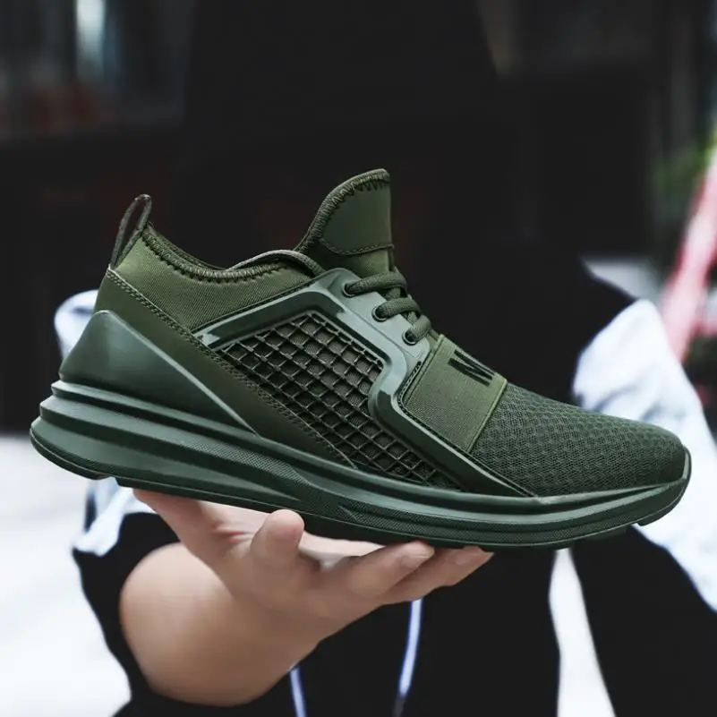 

2018 New Breathable Air Mesh Men Casual Shoes Breathable Trainers Outdoor Sport Shoes Red Green Black White Shoes Brand Sneakers
