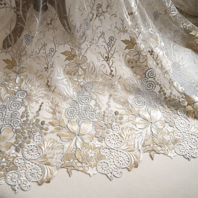 135*100 см Двусторонняя симметричная Цветочная вышивка из кружевной ткани свадебное платье Тюль юбка материал ткани для лоскутов - Цвет: 7