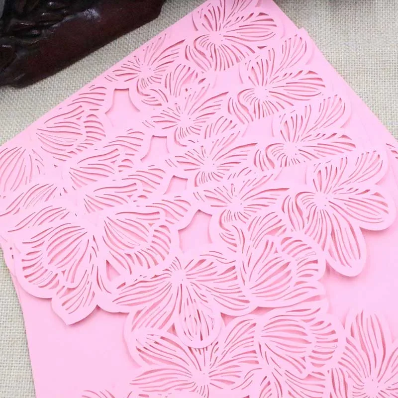  10pcs Wedding Engagement Invitation Card Ivory Red Leaves Pattern Carved Hollow-out Bride and Groom - 32889938460