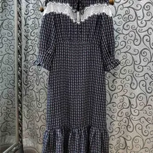 Женское платье Ранняя весна Повседневное платье с круглым вырезом на шнуровке с вышивкой