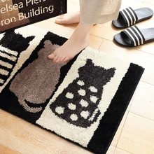 Стильный Милый домашний черно-белый коврик для ног кошки удобный ковер для комнаты коврик для спальни коврик для ванной комнаты ворсистые коврики