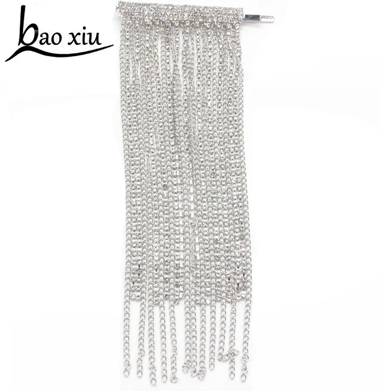 

Luxury Hot Lady Bling Rhinestone Crystal Hair pins Long Tassel Chain Hair clip Barrette bridal wedding Snap hair accessories