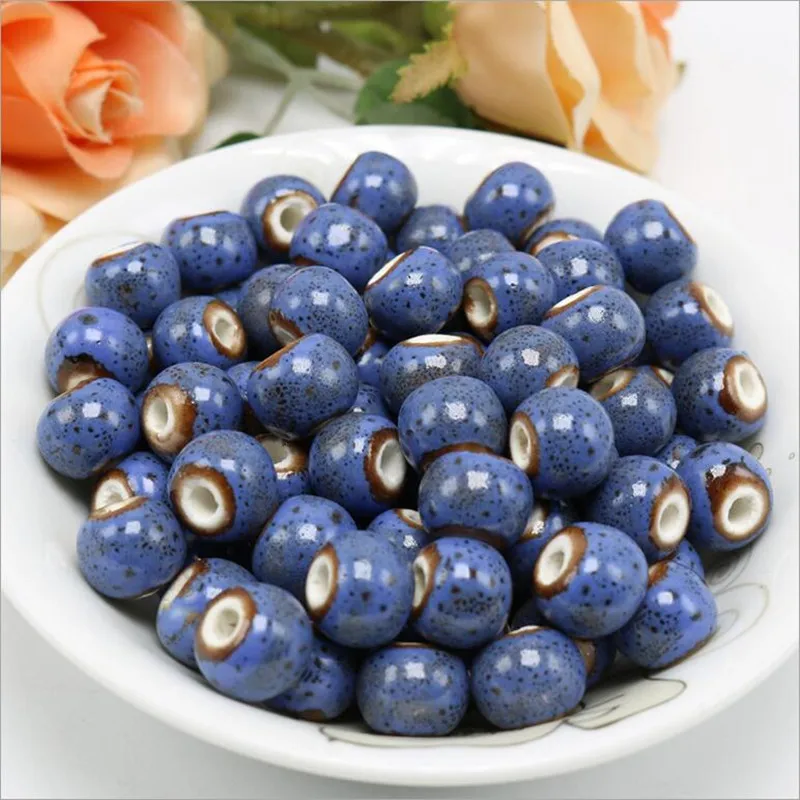 

50pcs Round Ceramic Beads For Women Men Bracelet Material Bead Mixed Color Diy Loose Porcelain Charm Beaded For Jewelry Making