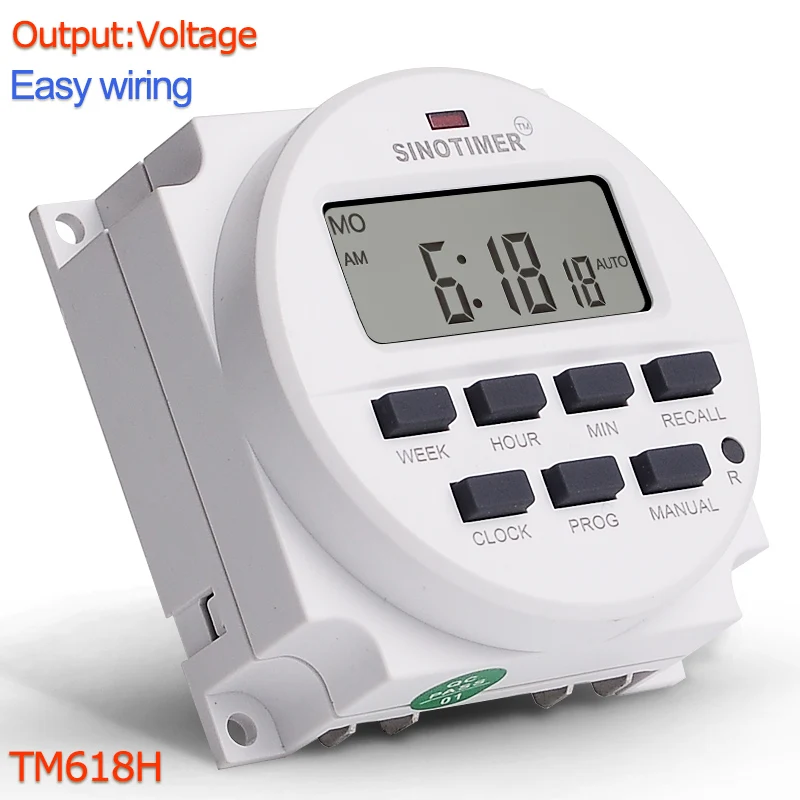 TM618H DC 12V 24V AC 110V 120V 220V 230V Выходное напряжение Цифровой программируемый таймер 7