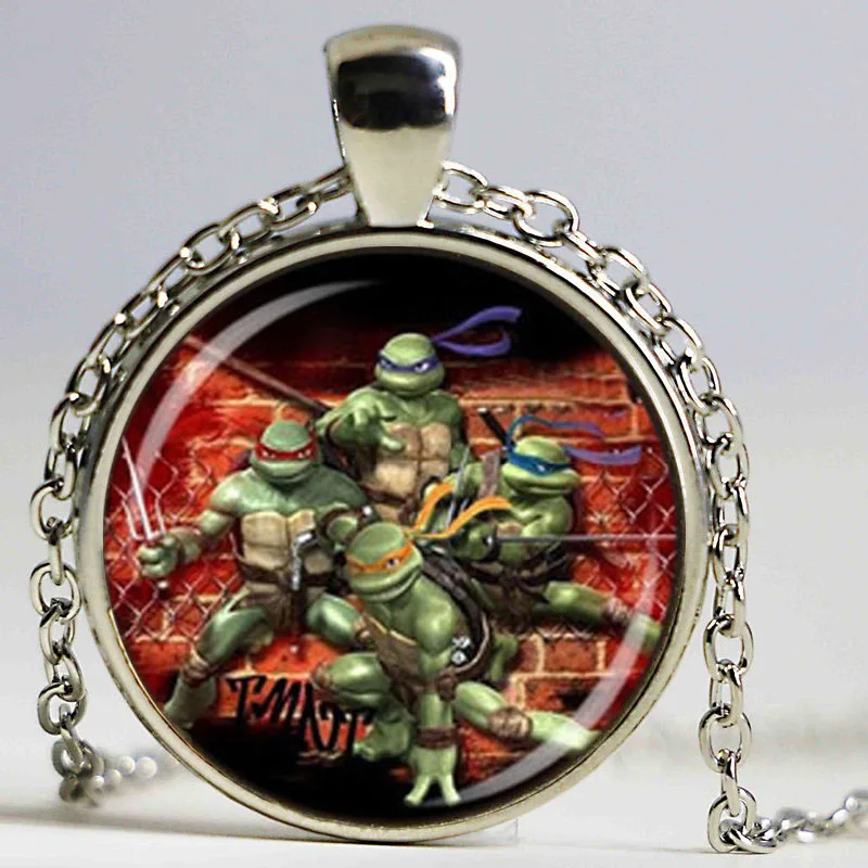 Wholesale Glass Dome pendant Teenage Mutant Ninja Turtles Necklace Cartoon characters Necklace