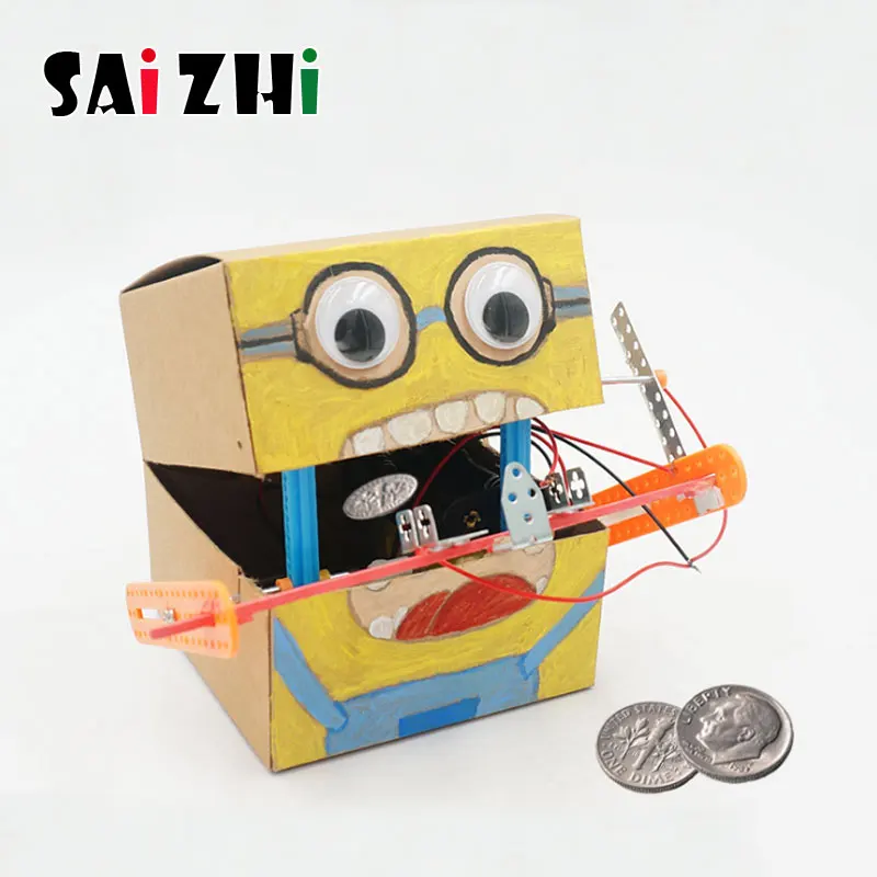 

Saizhi DIY kids Science Experiment Electric Science Model Kits physics technology toysEating coin Bank STEM Educational toys