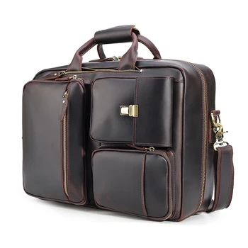 

TIDING Men's Real Leather Business Laptop Bags Carry on Tote Hand Bag Multi-functional Backpack Crossbody Shoulder Bag 3566