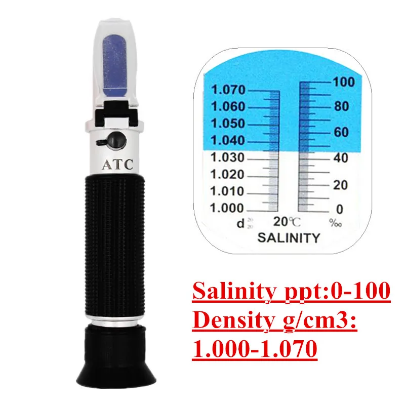 

portable hand-held LED light salinity salt refractometer meter tester for aquarium fishery tanks 0-10% 27% off