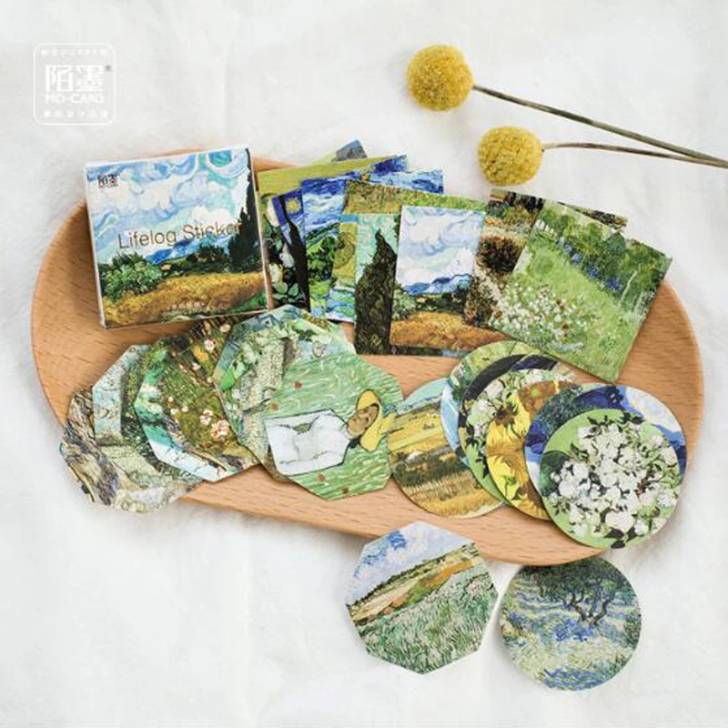 

Cute Van Gogh Oil Painting Mini Paper Sticker Decoration Diy Ablum Diary Scrapbooking Label Sticker Kawaii Stationery 45 Pcs/lot