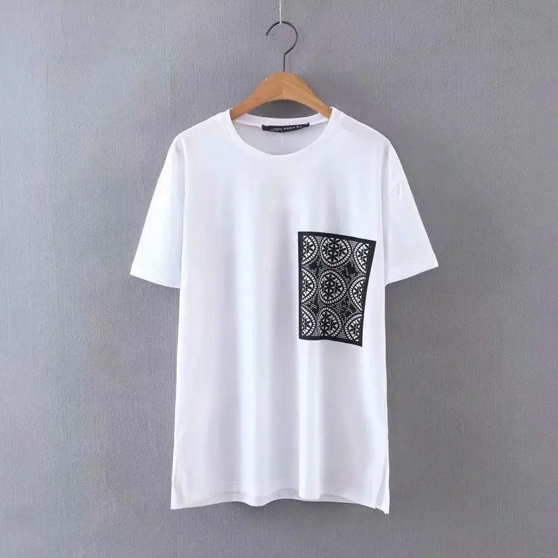 

Popular new XL23-2165 European and American fashion pocket printed T-shirt