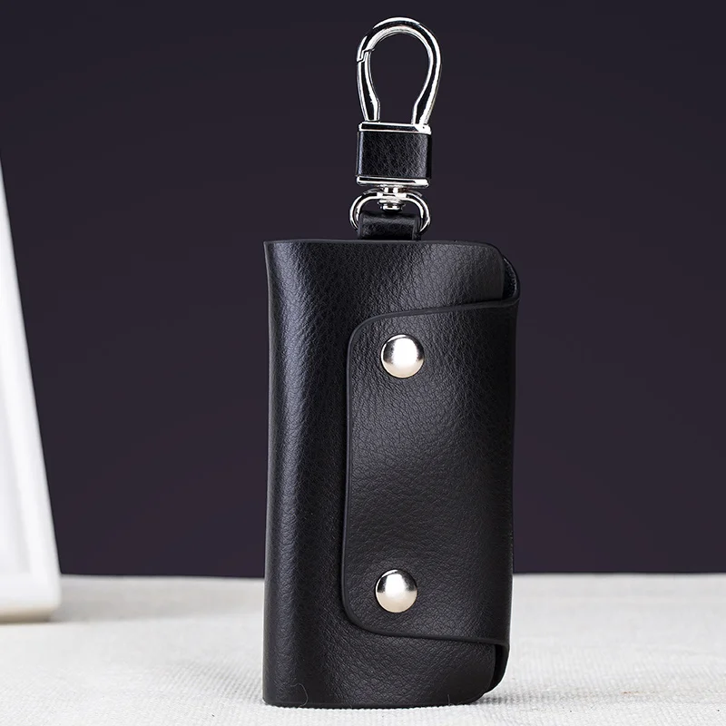 

Fashion Split Cow Leather Key Holder Wallet Women Men Travel Keys Organizer Bag 6 Key Rings Pouch Mini Porte Cle Pocket Case